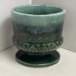 Vintage Rumpf Keramik Übertopf Topf F84 Tropfglasur Standfuß blau grün schwarz - Bild 1 von 10