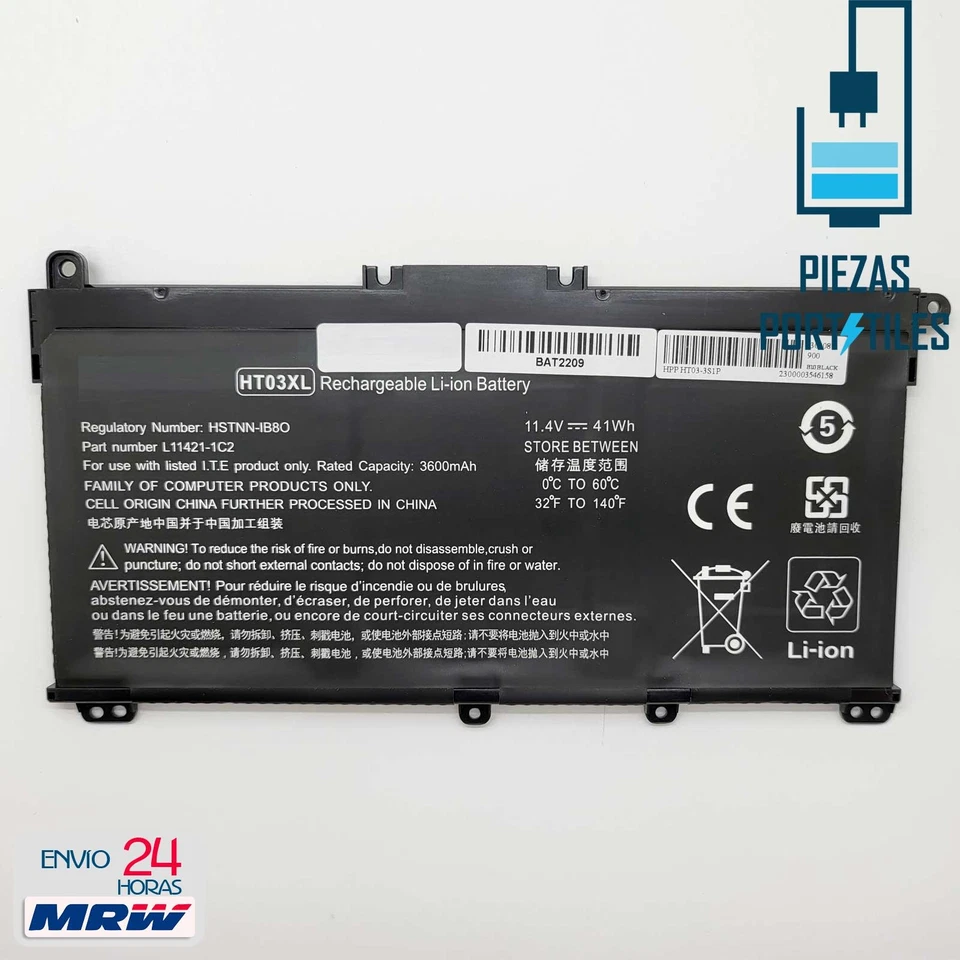 Batería Compatible para HP 15s-fq2006TU Li-ion 11,4v 3550mAh - Imagen 1 de 3