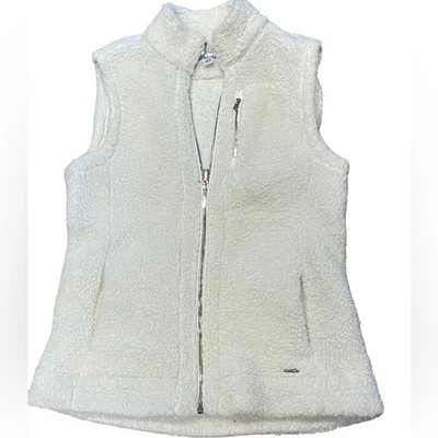 Calvin Klein Mujer Talla Pequeña Marfil Polar Cremallera Completa Chaleco Foto 1 de 4