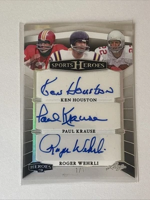 2024 Leaf KEN HOUSTON/PAUL KRAUSE/ROGER WEHRLI Auto True 1/1 Sports Heroes HOF - Image 1 of 2