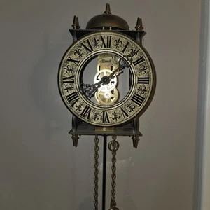Vintage TEMPUS FUGIT Mechanical Skeleton Wall Clock West Germany Weighted - Picture 1 of 10