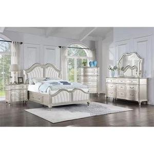 Coaster Evangeline 5-piece Wood California King Storage Bed Silver Oak and Ivory - Picture 1 of 19