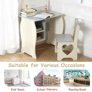 Kids Desk and Chair Set Height Study Table Multifunctional Writing Home School - Picture 1 of 9