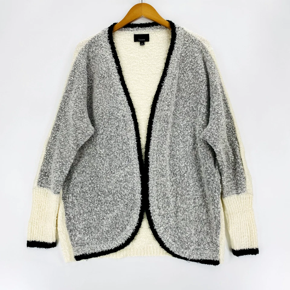 Cárdigan para mujer LUMIERE talla mediana gris frente abierto Foto 1 de 4
