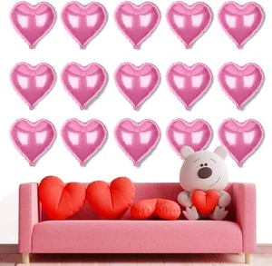 Heart Shaped Foil Balloons for Valentines Day Party Decorations - Pack Pink - Picture 1 of 7