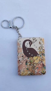 PRIYADARSHANI Keychains Key Ring Square Tree Peafowl Peacock Wild Bird Animal - Picture 1 of 12