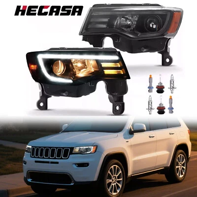 For 2017-2022 Jeep Grand Cherokee Halogen Upgrade LED Tube Projector Headlights - Image 1 of 4