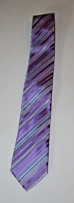 Corbata a Rayas Laurant Bennet Milano Microfibra Lila Púrpura Nueva Foto 1 de 4