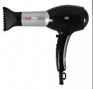 Salon CHI Pro Low EMF Professional Hair Dryer BLACK w/ Nozzle & Diffuser - NEW - Picture 1 of 3
