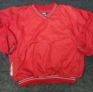 Vintage BIKE Pullover Mens Large Red Windbreaker V Neck Sweater Jacket Outdoor - Picture 1 of 14