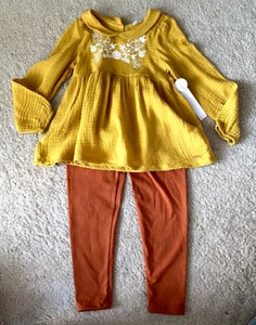 Tahari Girls Thanksgiving Outfit Floral Pumpkin Shirt & Leggings Size 6 New - Picture 1 of 3