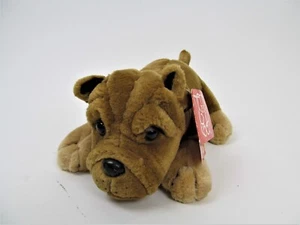 Vtg Fiesta Shar Pei Dog Puppy Plush Stuffed Animal 10" Brown Tan Wrinkled 9246 - Picture 1 of 11