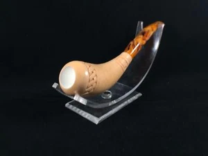 Hand Carved Horn Meerschaum Pipe, Hand-Carved Block Meerschaum, Horn Pipe - Picture 1 of 12