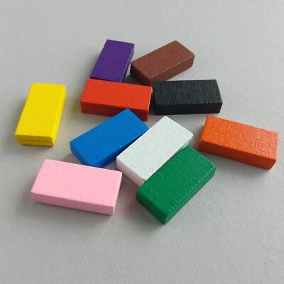 Coloured Wooden Rectangle Counters Board Game Tokens Upgrade Parts Chits 18x8mm - Image 1 of 4
