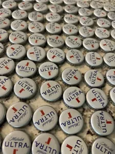 100+ **Michelob Ultra ** BEER BOTTLE CAPS **NO DENTS** Craft Projects White Caps - Picture 1 of 1