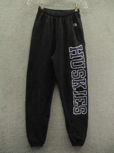 Champion Huskies Joggers Sweatpants Solid Black Tapered Logo Women's Size S - Picture 1 of 10