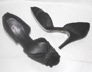 PEDRO GARCIA DIARA BLACK SATIN OPEN TOE #8us $490 - Picture 1 of 8
