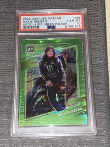 2022 Donruss Nascar Hailie Deegan Optic Lime Green Pulsar Prizm PSA 10 Pop 3