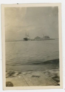 Fotografia vintage 1933 Cina porto di Chefoo nave frangiflutti foto nitide Yantai - Foto 1 di 1