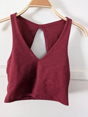 Beyond Yoga Heather Rib Fresh Cut Cropped Tank V Neck Burgundy XS New! - Image 1 of 4