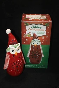 CHRISTMAS PUNCHED CERAMIC OWL LUMINARY OWL DECOR CERAMIC 12'' - Picture 1 of 12