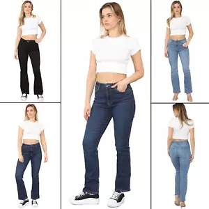 Enzo Womens Jeans Bootcut Stretch Denim Ladies Mid Rise Regular Fit Trousers - Picture 1 of 36