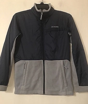 Columbia Youth’s Zippered Fleece Jacket In Navy and Gray Size Large EUC - Imagem 1 de 4