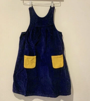 Hanna Andersson - Talla 8 - Vestido - Pana - Bolsillos - Azul marino - Acentos mostaza Foto 1 de 4