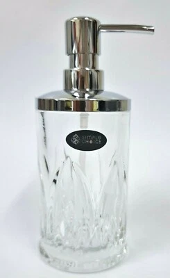 ZAFIRO, CRISTAL DE VIDRIO DE ELECCIÓN SIMPLE, DISPENSADOR DE JABÓN PLATEADO, BOMBA DE CROMO PLATEADO Foto 1 de 4