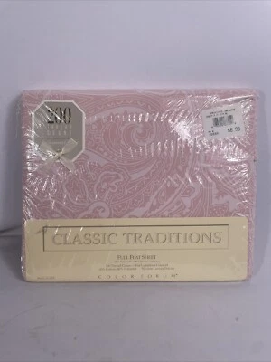 Vintage JCPenney Classic Traditions Full Flat Sheet Paisley 200TC 81x96 - Image 1 of 4