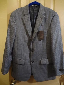 NEW SZ 38R TASSO ELBA GREG NORMAN GINGHAM MENS BLUE SPORT COAT NWTS, $295 - Picture 1 of 10