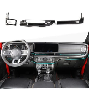 3x Carbon Fiber Headlight/AC Control/Grab Handle Panels for Jeep Wrangler JL 24+ - Imagen 1 de 10