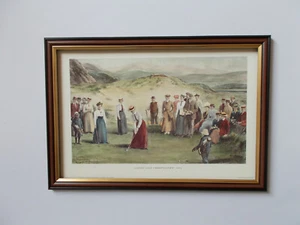 GOLF PRINT FRAMED - LADIES GOLF CHAMPIONSHIP 1901 IN COLOUR - Picture 1 of 1