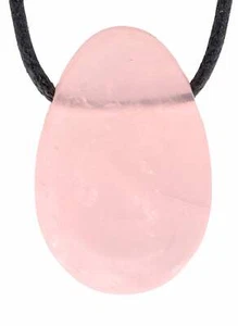 Colgante de gota de cuarzo rosa perforado con cinta de algodón | Joyería de piedras preciosas - Imagen 1 de 6