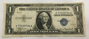 1935 1.00 Blue Double Date SILVER Certificate one dollar note circulated KA - Picture 1 of 2