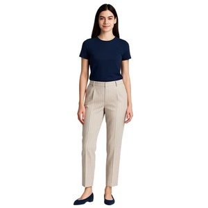 DKNY Women's Beige, Blue Pinstripe Tailored Pleated Pants Size 6P - Picture 1 of 8