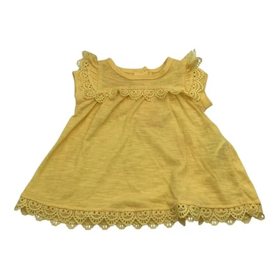 Nannette Kids Yellow Girls Dress 0-3M With Lace Short Sleeve Hem Details Button  - Image 1 of 4
