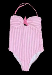 Boutique 1PC Swimsuit Girls Sz 14-16 Padded Stripes/Polka Dots Retro Beach NWOT - Picture 1 of 4