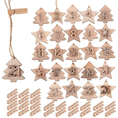 Nachhaltige Holz-Anhänger mit Adventszahlen - 24 Stück für besinnliche Feiertage - Bild 1 von 4