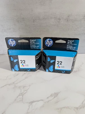 Lote de 2 cartuchos de tinta tricolor para impresora de inyección de tinta HP 22 OEM originales, NUEVO CADUCIDAD: 2021 Foto 1 de 2