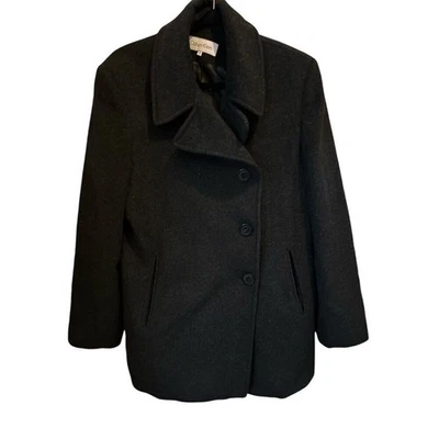 Calvin Klein women's Wool Overcoat Jacket Gray Size 12 Formal Wear - Image 1 of 4