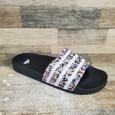 Adidas Adilette Para Hombres Cómodas Toboganes Talla 13 Núcleo Negro Nube Blanco Azul Sin Cordones Foto 1 de 4