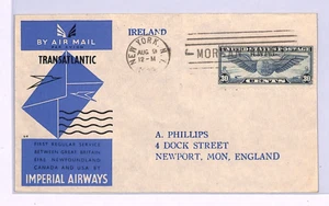 USA Air Mail Cover IMPERIAL FIRST FLIGHT GB Wales Newport New York 1939 XA75 - Picture 1 of 12
