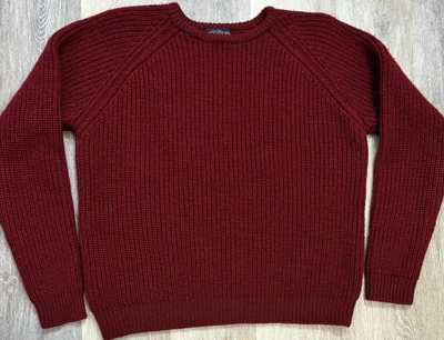 Vintage LAND’S END Ribbed Knit Wool Sweater Women’s Large Dark Red Pullover - Image 1 of 3