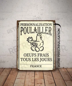 Plaque métal vintage Poulailler personnalisé Décoration panneau avec prénom - Imagen 1 de 4