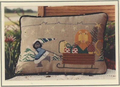 Mosey N Me Here Comes Christmas Sled Lion Lamb Counted Cross Stitch Pattern - Image 1 of 2