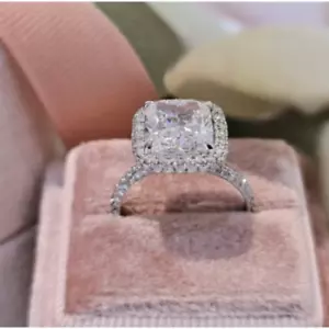 IGI Lab Created Cushion Cut 3.80 Ct Diamond Wedding Ring 18k White Gold - Picture 1 of 15