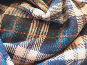 2 1/4 yards x 45" Heavy Plaid Flannel Plaid Black Gold Green Orange 100% Cotton - Picture 1 of 4