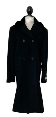 Chaquetón/chaqueta trinchera de lana negra icónica vintage años 90 doble botonadura talla 14 Foto 1 de 4