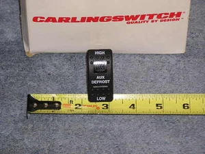 RV Bus Van AUX DEFROST Carling Rocker on / off /on Fan Switch 12v LED light 20a - Picture 1 of 4